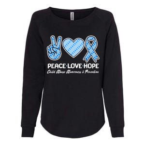 Peace Love Hope Child Abuse Awareness and Prevention Womens California Wash Sweatshirt