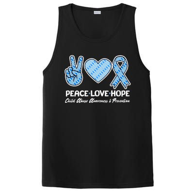 Peace Love Hope Child Abuse Awareness and Prevention PosiCharge Competitor Tank