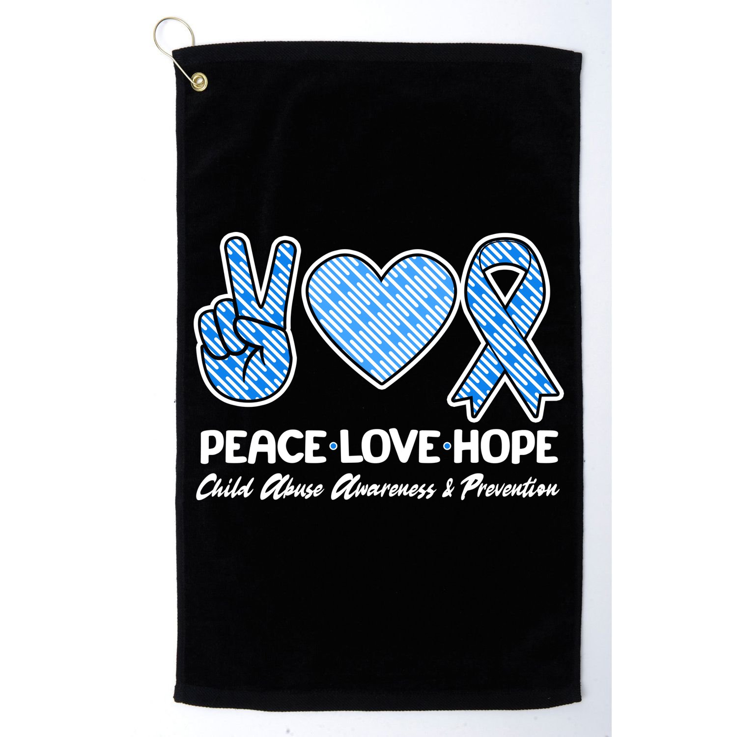 Peace Love Hope Child Abuse Awareness and Prevention Golf Towel