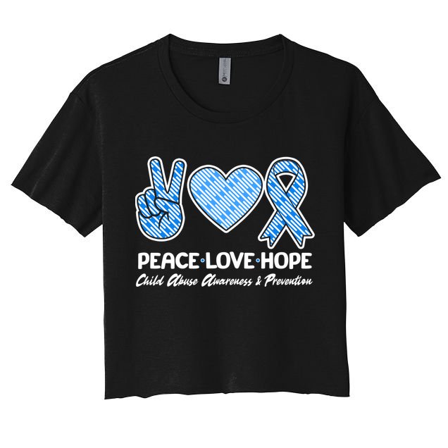 Peace Love Hope Child Abuse Awareness and Prevention Crop Top