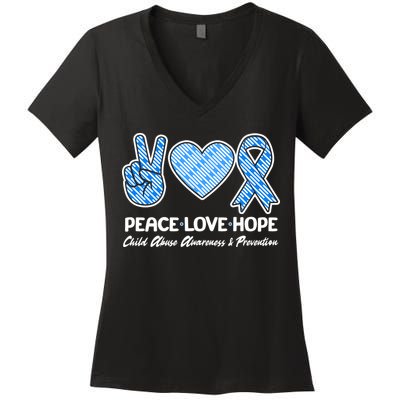 Peace Love Hope Child Abuse Awareness and Prevention Women's V-Neck T-Shirt