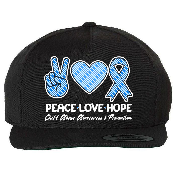Peace Love Hope Child Abuse Awareness and Prevention Wool Snapback Cap