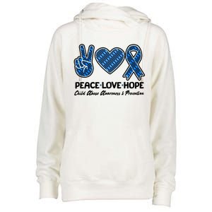 Peace Love Hope Child Abuse Awareness and Prevention Womens Funnel Neck Pullover Hood