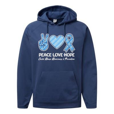 Peace Love Hope Child Abuse Awareness and Prevention Performance Fleece Hoodie