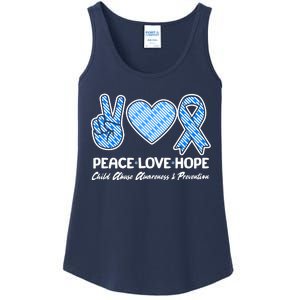 Peace Love Hope Child Abuse Awareness and Prevention Ladies Essential Tank