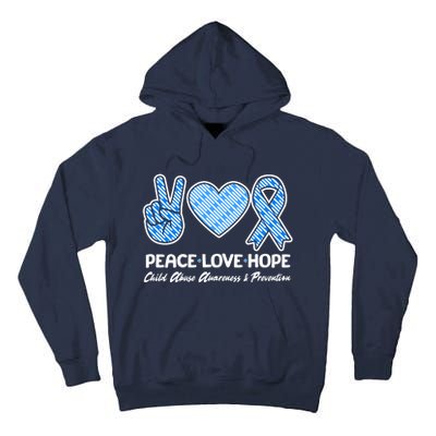 Peace Love Hope Child Abuse Awareness and Prevention Tall Hoodie