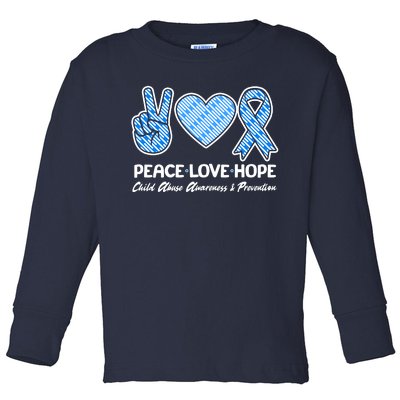 Peace Love Hope Child Abuse Awareness and Prevention Toddler Long Sleeve Shirt