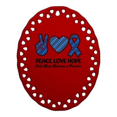 Peace Love Hope Child Abuse Awareness and Prevention Ceramic Oval Ornament