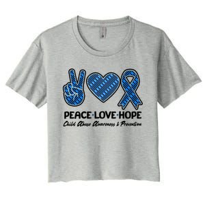 Peace Love Hope Child Abuse Awareness and Prevention Women's Crop Top Tee