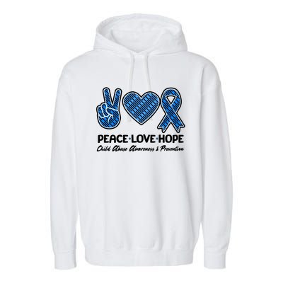 Peace Love Hope Child Abuse Awareness and Prevention Garment-Dyed Fleece Hoodie