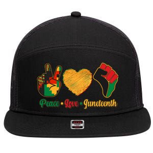 Peace Love Juneteenth June 19 1865 7 Panel Mesh Trucker Snapback Hat