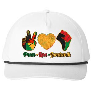 Peace Love Juneteenth June 19 1865 Snapback Five-Panel Rope Hat