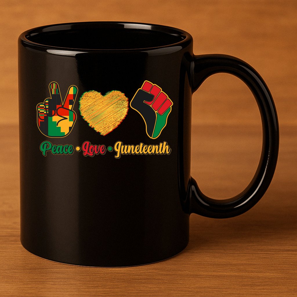 Peace Love Juneteenth June 19 1865 11oz C Handle Ceramic Mug