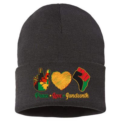 Peace Love Juneteenth June 19 1865 Sustainable Knit Beanie