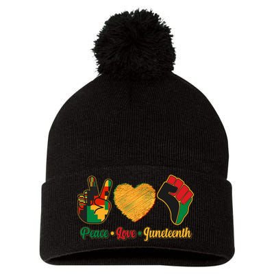 Peace Love Juneteenth June 19 1865 Pom Pom 12in Knit Beanie