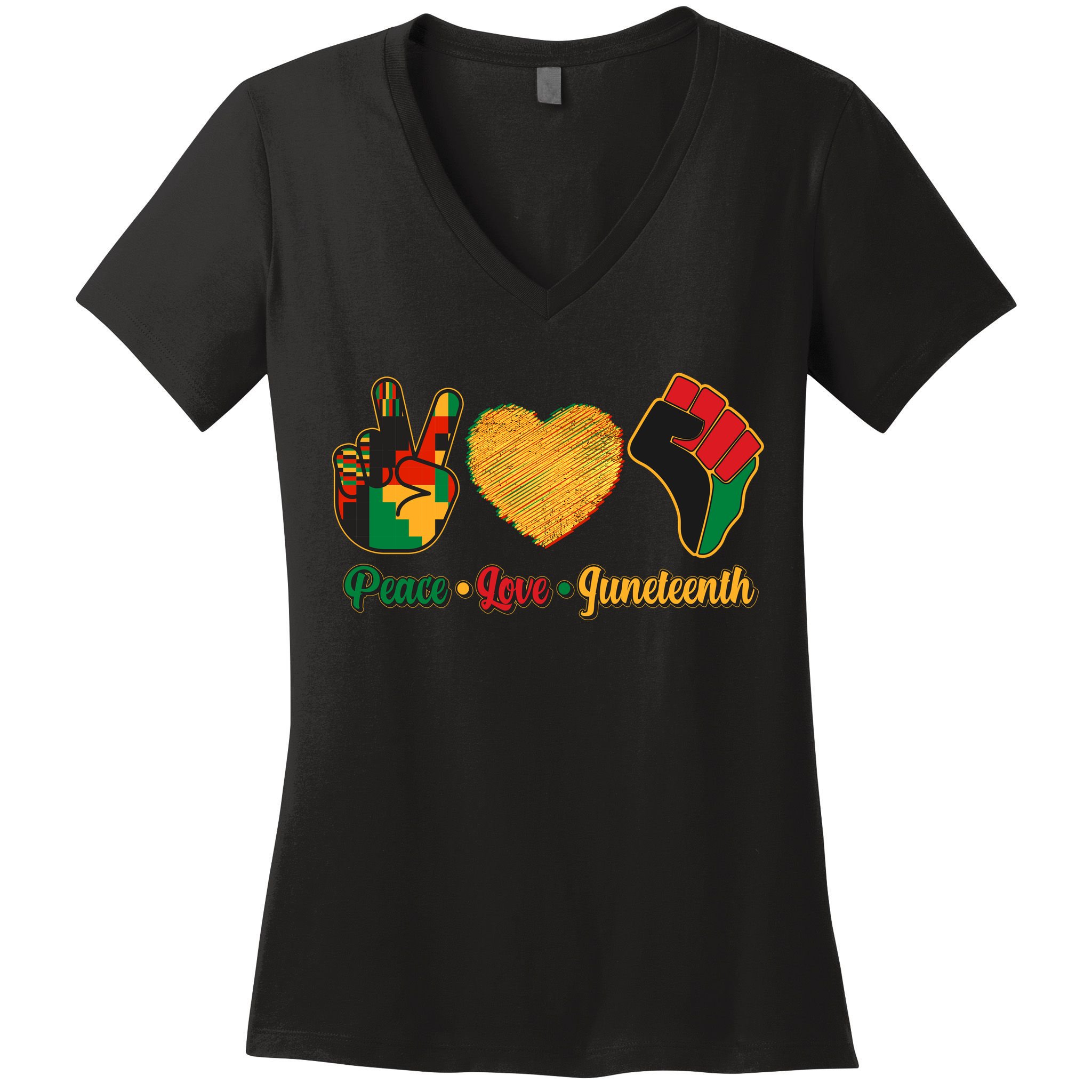Peace Love Juneteenth June 19 1865 Women's V-Neck T-Shirt
