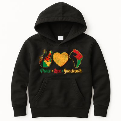 Peace Love Juneteenth June 19 1865 Kids Hoodie