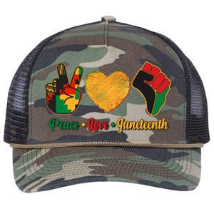 Peace Love Juneteenth June 19 1865 Retro Rope Trucker Hat Cap