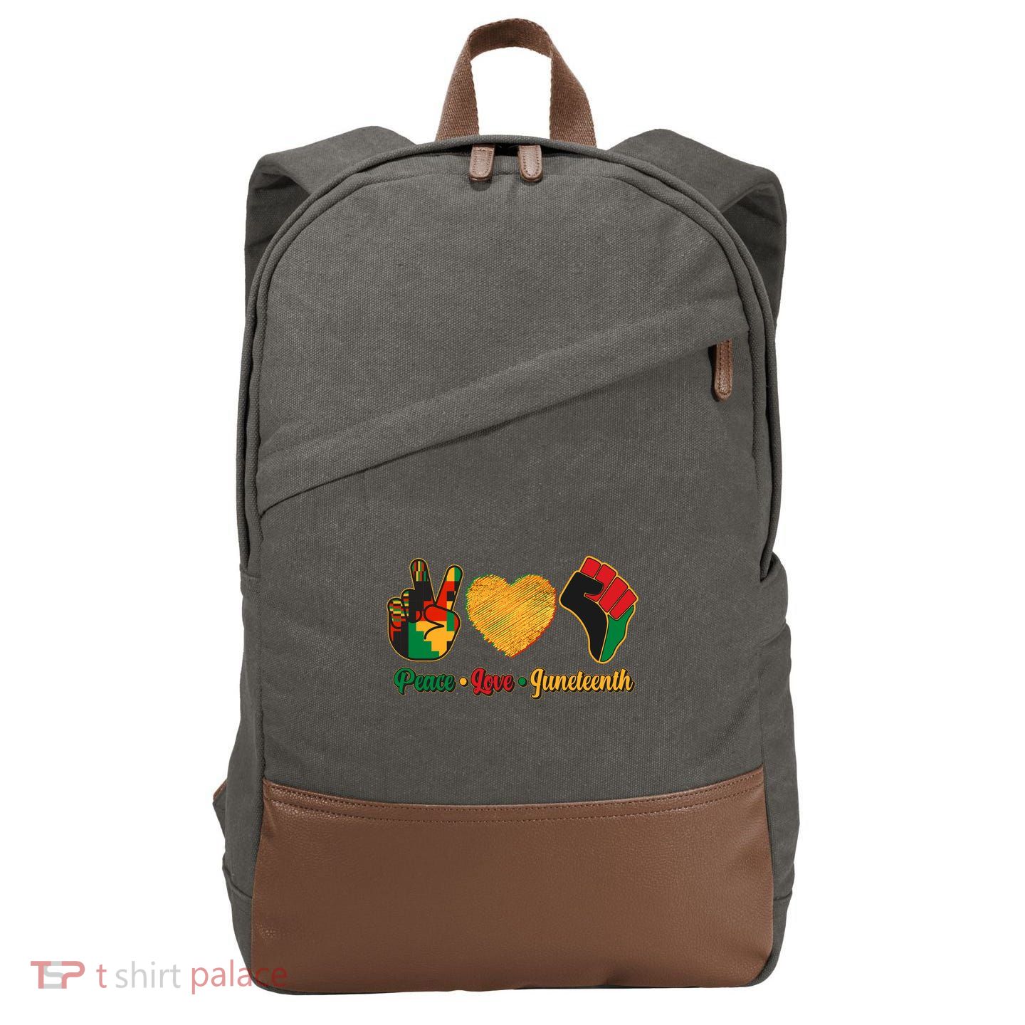 Peace Love Juneteenth June 19 1865 Cotton Canvas Backpack