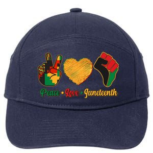 Peace Love Juneteenth June 19 1865 7-Panel Snapback Hat