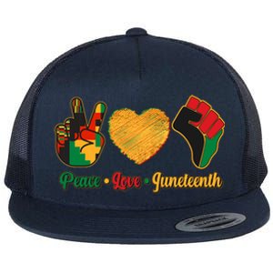 Peace Love Juneteenth June 19 1865 Flat Bill Trucker Hat