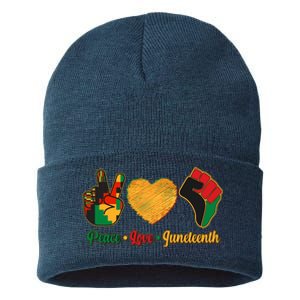 Peace Love Juneteenth June 19 1865 Sustainable Knit Beanie