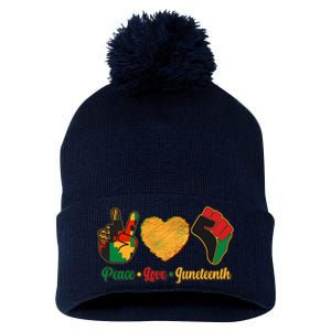 Peace Love Juneteenth June 19 1865 Pom Pom 12in Knit Beanie