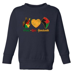 Peace Love Juneteenth June 19 1865 Toddler Sweatshirt