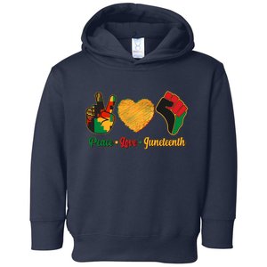 Peace Love Juneteenth June 19 1865 Toddler Hoodie