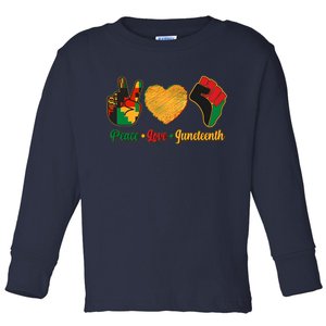 Peace Love Juneteenth June 19 1865 Toddler Long Sleeve Shirt