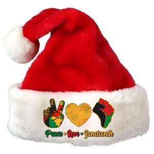 Peace Love Juneteenth June 19 1865 Premium Christmas Santa Hat