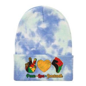 Peace Love Juneteenth June 19 1865 Tie Dye 12in Knit Beanie