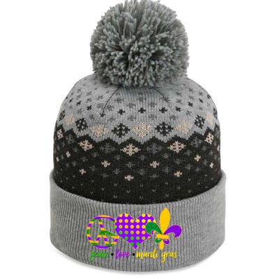 Peace Love Mardi Gras The Baniff Cuffed Pom Beanie