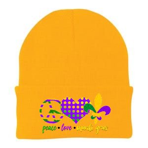 Peace Love Mardi Gras Knit Cap Winter Beanie