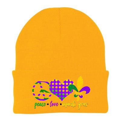 Peace Love Mardi Gras Knit Cap Winter Beanie