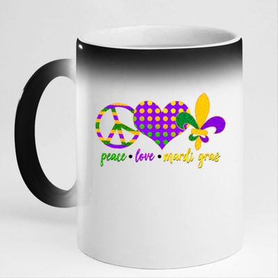 Peace Love Mardi Gras 11oz Black Color Changing Mug