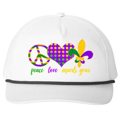 Peace Love Mardi Gras Snapback Five-Panel Rope Hat