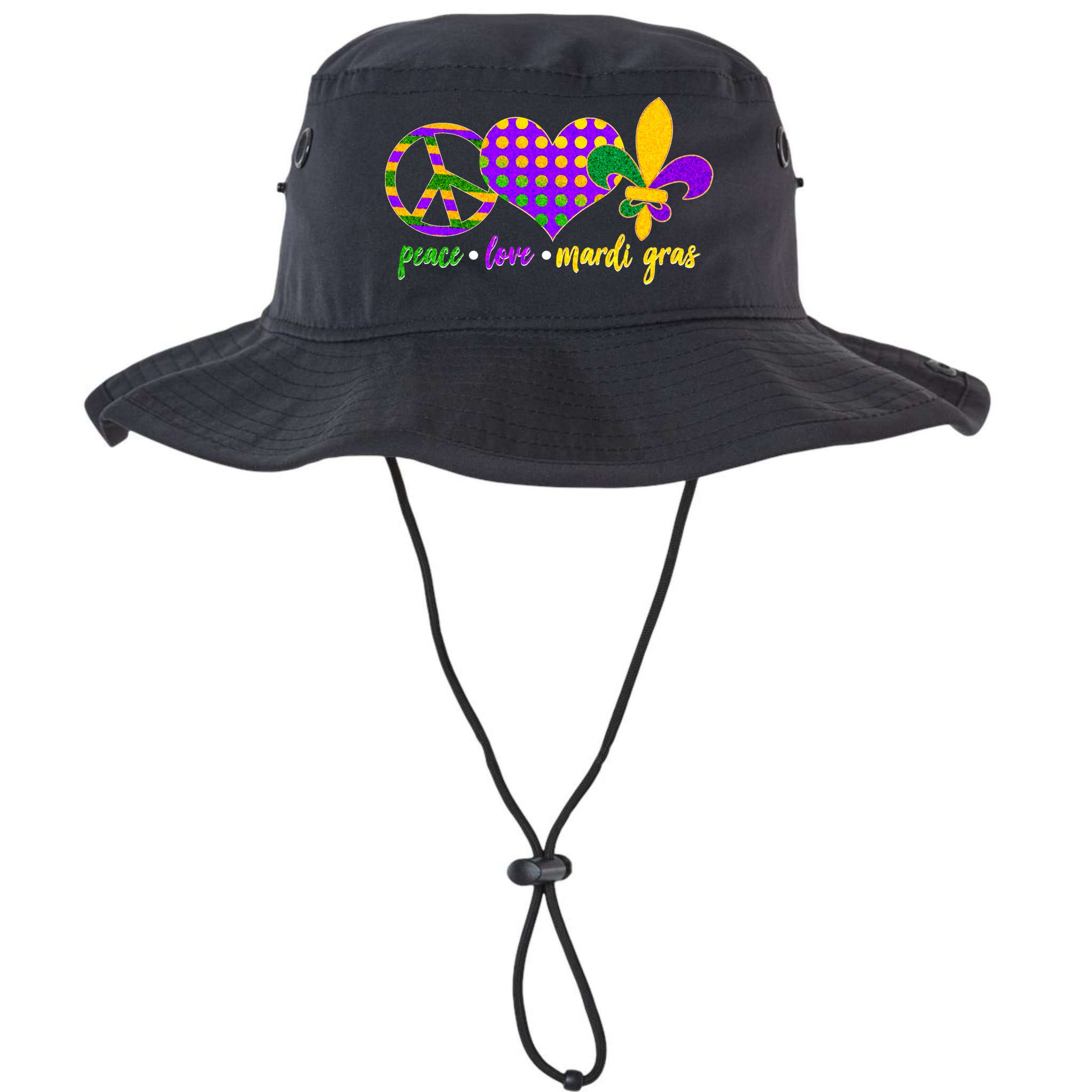 Peace Love Mardi Gras Bucket Hat