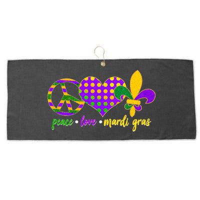 Peace Love Mardi Gras Large Microfiber Waffle Golf Towel