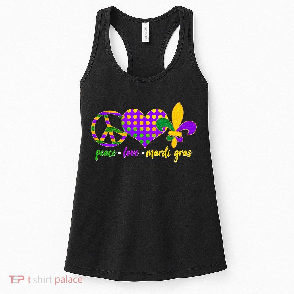Peace Love Mardi Gras Womens Tank Top