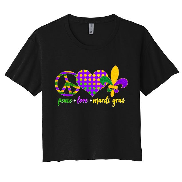 Peace Love Mardi Gras Crop Top
