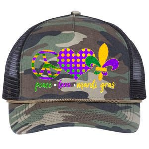 Peace Love Mardi Gras Retro Rope Trucker Hat Cap