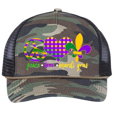 Peace Love Mardi Gras Retro Rope Trucker Hat Cap