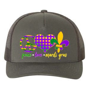 Peace Love Mardi Gras Yupoong Adult 5-Panel Trucker Hat