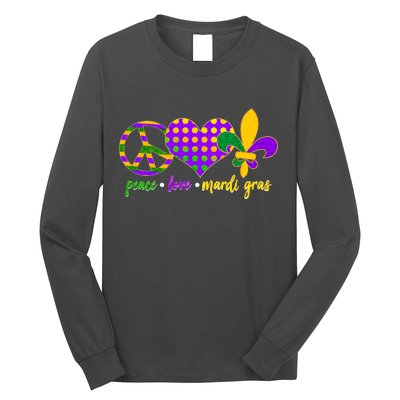 Peace Love Mardi Gras Long Sleeve Shirt