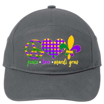 Peace Love Mardi Gras 7-Panel Snapback Hat