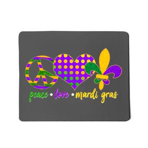 Peace Love Mardi Gras Mousepad