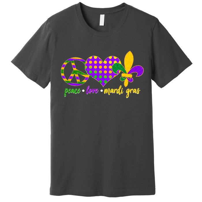 Peace Love Mardi Gras Premium T-Shirt