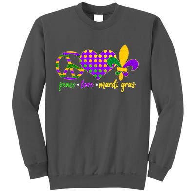 Peace Love Mardi Gras Tall Sweatshirt