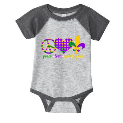 Peace Love Mardi Gras Infant Baby Jersey Bodysuit